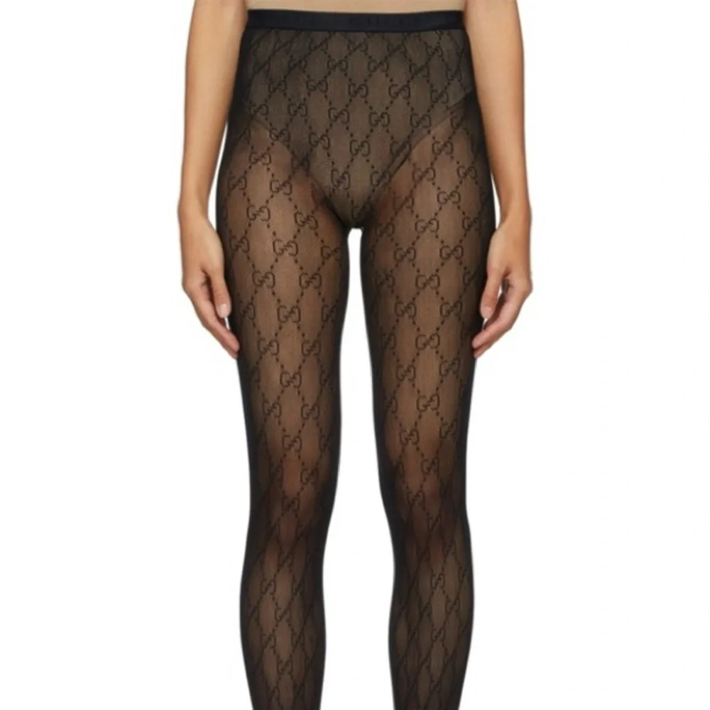 Gucci GG Logo Supremelis Black Tights